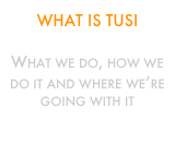 What is TUSI
 What we do, how we
do it and where we’re
going with it
